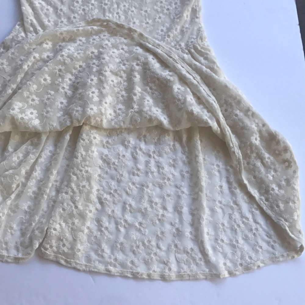 FP Sweet Daisy Collared Dress Free People Sheer Lace Sundress White Mini Small - Picture 12 of 14